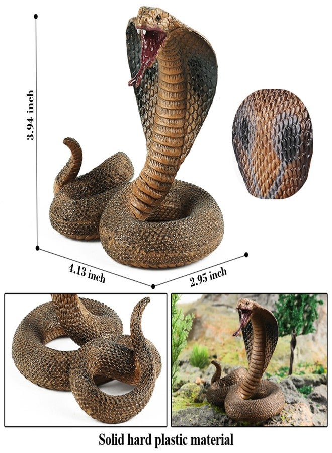 EOIVSH Realistic King Cobra Toy - Fake Snake Toy Figurine- Wild Life Safari Animal Figure for Kids, Great for Garden Decor Scary Birds Halloween Prank Props - Image 4